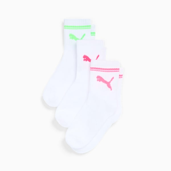 Big Kids' Low Crew Socks [3 Pairs], WHITE / BRIGHT, extralarge